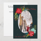 手描きの花の写真 ホリデー カード (正面/裏面)