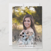 手描きの花の卒業お知らせ 招待状 (裏面)