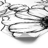 手描きの花の幻想的な結婚式ウェルカムサイン ポスター (角)