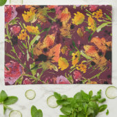 手描きの花の模様が可愛いティータオル キッチンタオル (折り畳み)