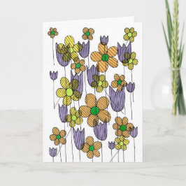 手描きの花の模様の和やかなグリーティングカード カード