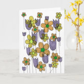 手描きの花の模様の和やかなグリーティングカード カード (黄色い花)