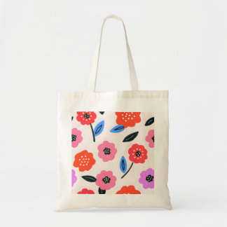 手描きの花の模様 トートバッグ