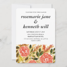 手描きの花の結婚式招待状