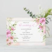 手描きの花の結婚式招待状 案内状 (スタンド正面)