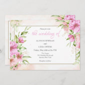 手描きの花の結婚式招待状 案内状 (正面/裏面)