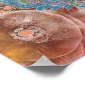 手描きの花の芸術とクジャクの羽 ポスター (角)