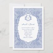 手描きの花の蝶結びのウェディング 招待状 (正面)