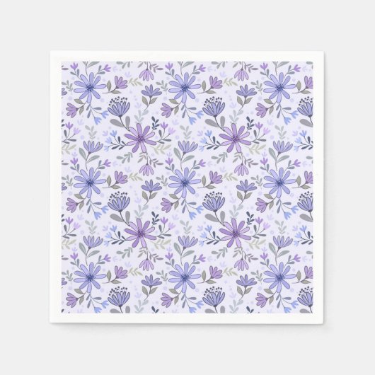 手描きの花の魅力的なナプキン スタンダードカクテルナプキン (正面)