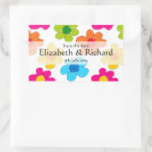 手描きの花の「Save the date」ステッカー 長方形シール (バッグ)