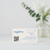 手描きの花のQRコード ウェディングギフトレジストリー エンクロージャーカード (スタンド正面)