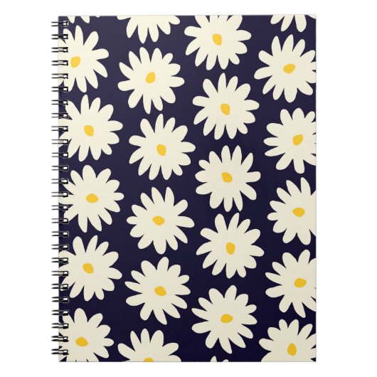 手描きの花をクリーム状に継ぎ目のない模様 ノートブック (正面)