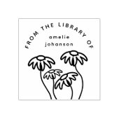 手描きの花シンプルなカスタム図書館本 ラバースタンプ (インプリント)