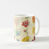 手描きの花付きシームレス花柄 コーヒーマグカップ (正面右)