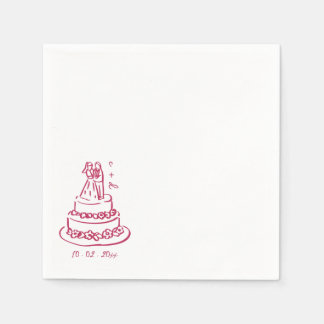 手描きの花嫁と花婿のウェディング スタンダードカクテルナプキン