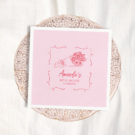 手描きの花束　ブライダルシャワー スタンダードカクテルナプキン