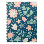 手描きの花柄おしゃれなファブリック。シームレスパターン ノートブック (正面)