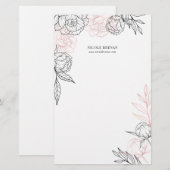 手描きの花柄で個性的な 便箋 (正面/裏面)