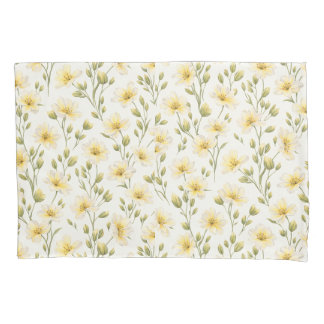 手描きの花柄の枕カバー 枕カバー