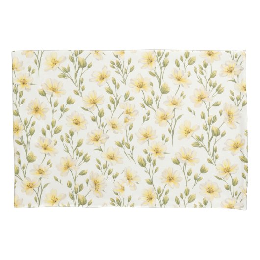 手描きの花柄の枕カバー 枕カバー (正面)