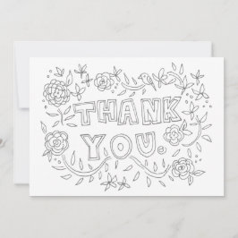 手描きの花柄は着色カード感謝していしています サンキューカード