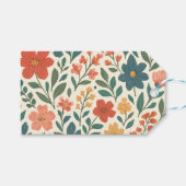 手描きの花柄パターン - カラフルな植物学 ギフトタグ (正面(横))