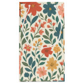 手描きの花柄パターン - カラフルな植物 スモールペーパーバッグ (裏面)