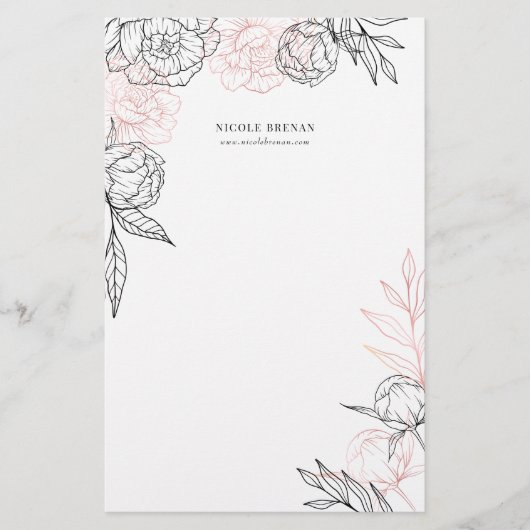 手描きの花柄ファンシーオーダーメイド 便箋 (正面)