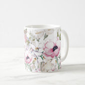 手描きの花柄プリント コーヒーマグカップ (正面右)
