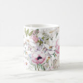 手描きの花柄プリント コーヒーマグカップ (中央)