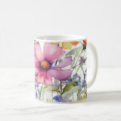 手描きの花柄プリント コーヒーマグカップ (正面右)