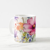 手描きの花柄プリント コーヒーマグカップ (正面左)