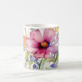 手描きの花柄プリント コーヒーマグカップ (中央)
