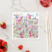 手描きの花柄プリント スタンダードカクテルナプキン (インサイチュ)