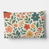 手描きの花柄 - カラフルな植物学 アクセサリーポーチ (裏面)