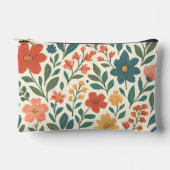 手描きの花柄 - カラフルな植物学 アクセサリーポーチ (正面)