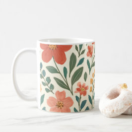 手描きの花柄 - カラフルな植物学 コーヒーマグカップ