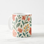 手描きの花柄 - カラフルな植物学 コーヒーマグカップ (正面左)