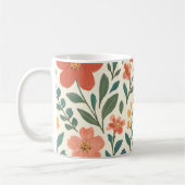 手描きの花柄 - カラフルな植物学 コーヒーマグカップ (左)