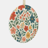手描きの花柄 - カラフルな植物学 セラミックオーナメント (右)
