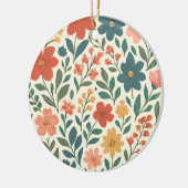 手描きの花柄 - カラフルな植物学 セラミックオーナメント (左)