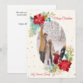 手描きの花柄　写真　ホリデーカード シーズンカード (正面/裏面)