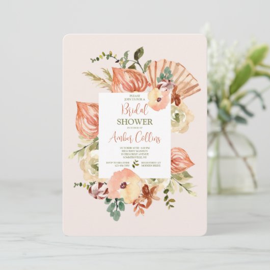 手描きの花柄 招待状 (スタンド正面)