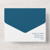 手描きの花柄 青 一体型 招待状 (裏面)