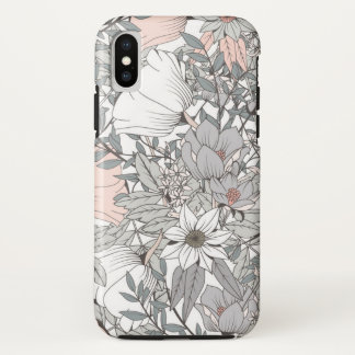 手描きの花柄 iPhone X ケース