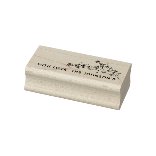 手描きの花模様と愛のファミリー ネーム ラバースタンプ (スタンプ)