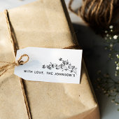 手描きの花模様と愛のファミリー ネーム ラバースタンプ