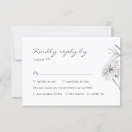 手描きの花 モノクロ 結婚式 出席確認 出欠カード