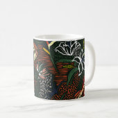 手描きの花、熱帯のヤシの森。 コーヒーマグカップ (正面右)
