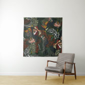 手描きの花、熱帯のヤシの森。 タペストリー (インサイチュ)